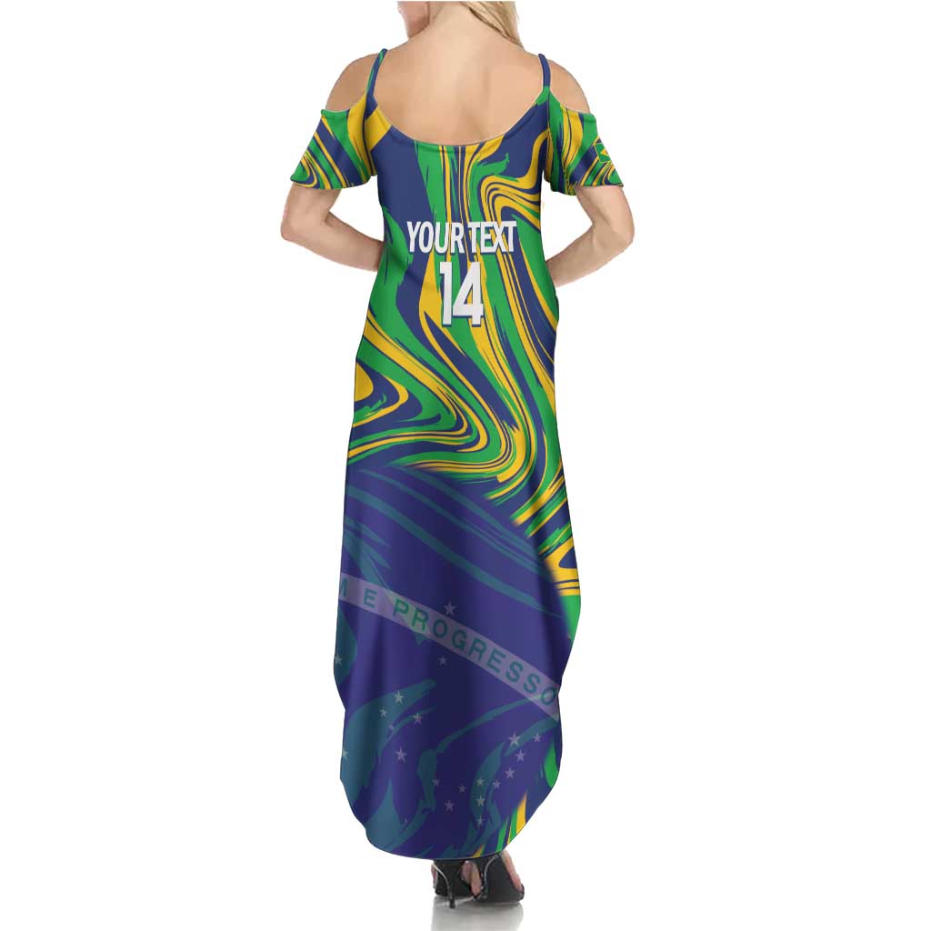 Brazil Football Custom Summer Maxi Dress 2026 Vamos Brasil Marble Pattern - Wonder Print Shop