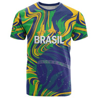 Brazil Football Custom T Shirt 2026 Vamos Brasil Marble Pattern - Wonder Print Shop