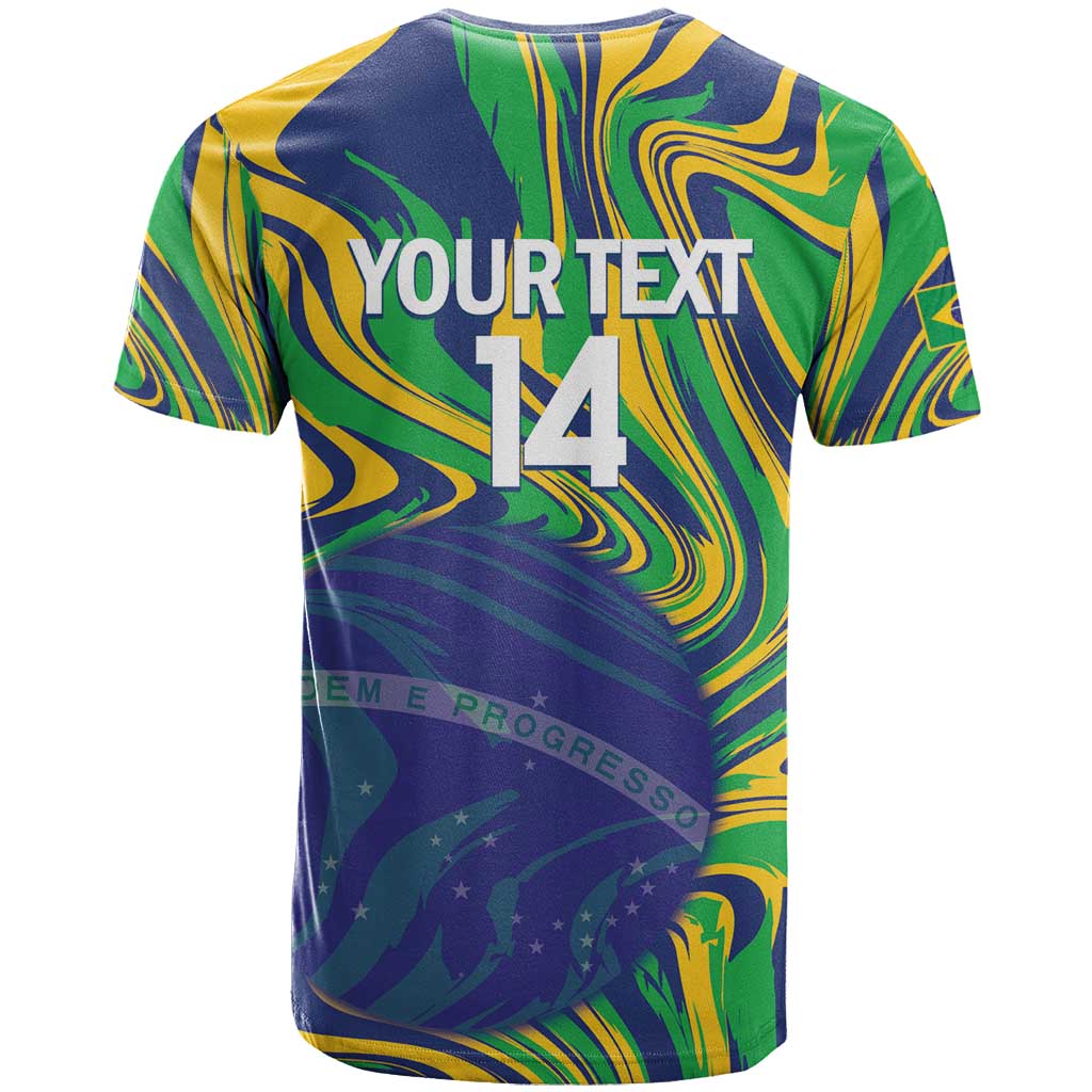 Brazil Football Custom T Shirt 2026 Vamos Brasil Marble Pattern - Wonder Print Shop