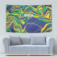 Brazil Football Tapestry 2026 Vamos Brasil Marble Pattern - Wonder Print Shop