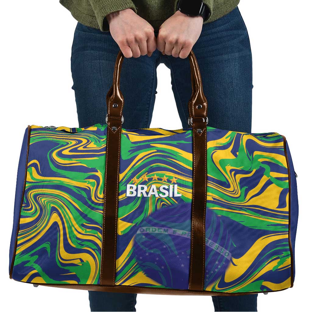 Brazil Football Travel Bag 2026 Vamos Brasil Marble Pattern - Wonder Print Shop