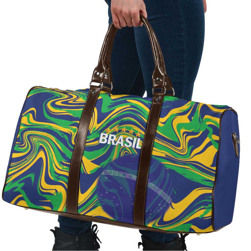 Brazil Football Travel Bag 2026 Vamos Brasil Marble Pattern - Wonder Print Shop