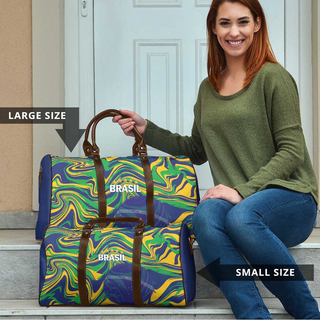 Brazil Football Travel Bag 2026 Vamos Brasil Marble Pattern - Wonder Print Shop