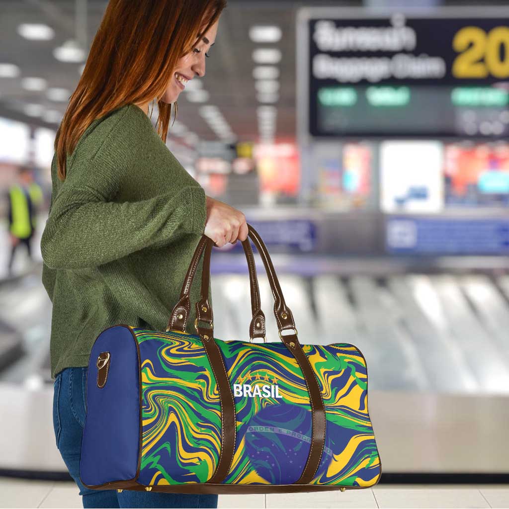 Brazil Football Travel Bag 2026 Vamos Brasil Marble Pattern - Wonder Print Shop