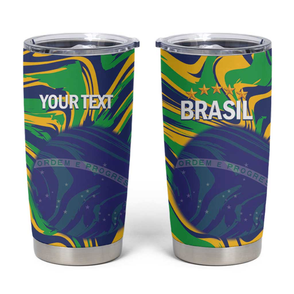 Brazil Football Custom Tumbler Cup 2026 Vamos Brasil Marble Pattern - Wonder Print Shop