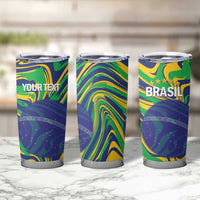 Brazil Football Custom Tumbler Cup 2026 Vamos Brasil Marble Pattern - Wonder Print Shop
