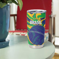 Brazil Football Custom Tumbler Cup 2026 Vamos Brasil Marble Pattern - Wonder Print Shop
