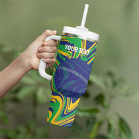 Brazil Football Custom Tumbler With Handle 2026 Vamos Brasil Marble Pattern - Wonder Print Shop
