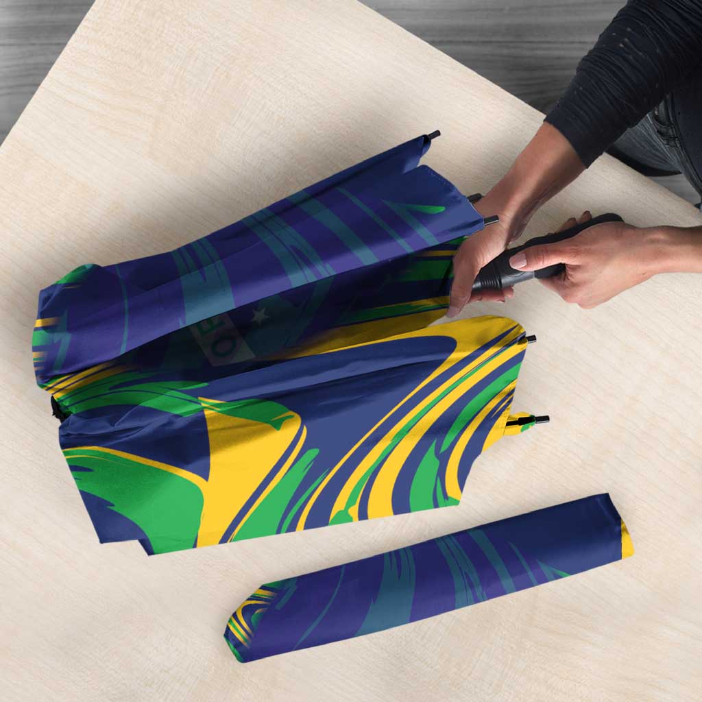 Brazil Football Umbrella 2026 Vamos Brasil Marble Pattern - Wonder Print Shop