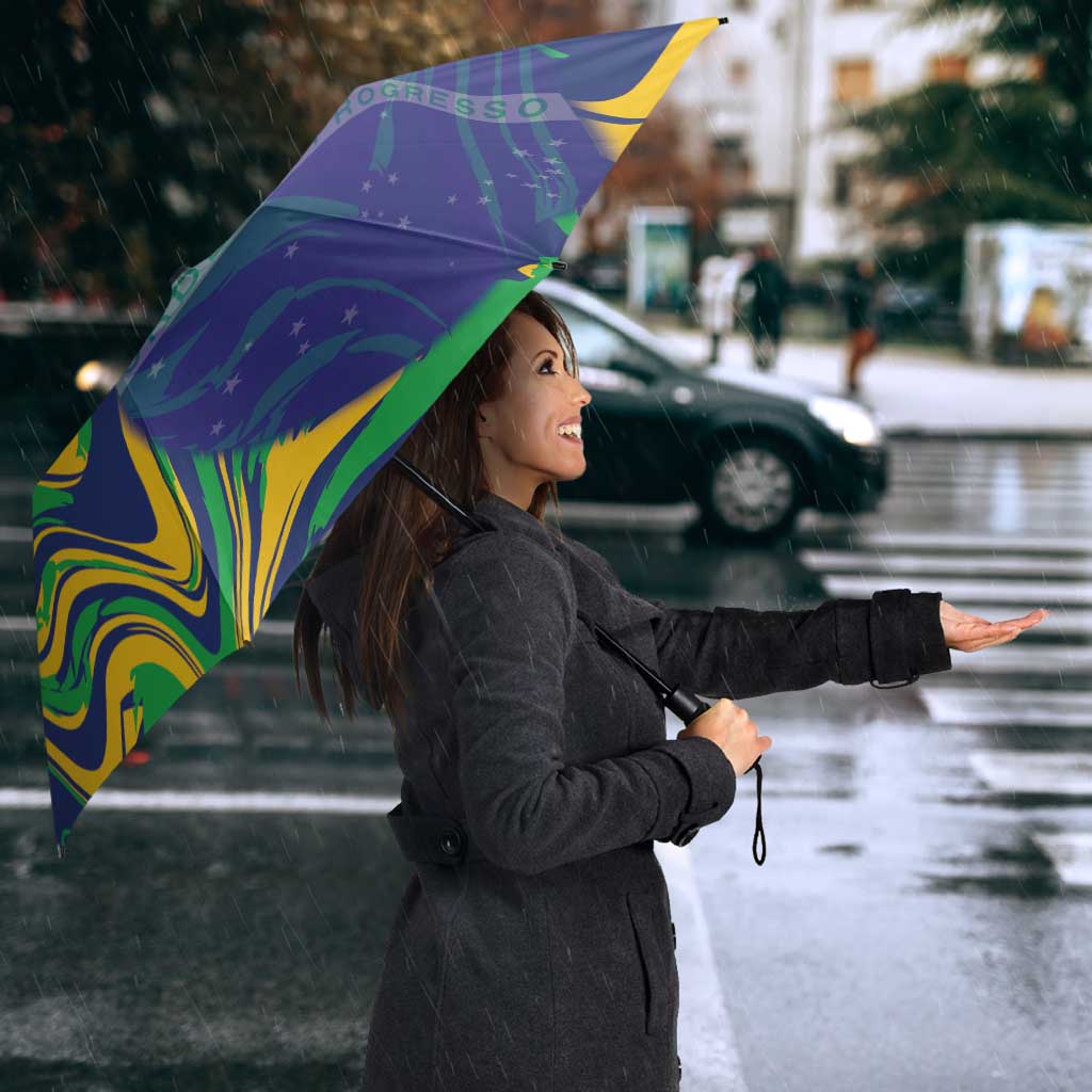 Brazil Football Umbrella 2026 Vamos Brasil Marble Pattern - Wonder Print Shop