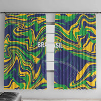 Brazil Football Window Curtain 2026 Vamos Brasil Marble Pattern - Wonder Print Shop