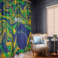 Brazil Football Window Curtain 2026 Vamos Brasil Marble Pattern - Wonder Print Shop