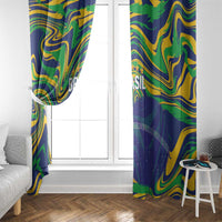 Brazil Football Window Curtain 2026 Vamos Brasil Marble Pattern - Wonder Print Shop