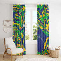 Brazil Football Window Curtain 2026 Vamos Brasil Marble Pattern - Wonder Print Shop