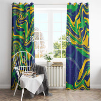Brazil Football Window Curtain 2026 Vamos Brasil Marble Pattern - Wonder Print Shop