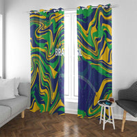 Brazil Football Window Curtain 2026 Vamos Brasil Marble Pattern - Wonder Print Shop