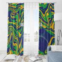 Brazil Football Window Curtain 2026 Vamos Brasil Marble Pattern - Wonder Print Shop