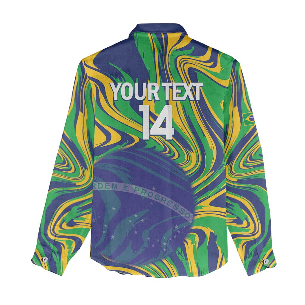 Brazil Football Custom Women Casual Shirt 2026 Vamos Brasil Marble Pattern - Wonder Print Shop