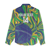 Brazil Football Custom Women Casual Shirt 2026 Vamos Brasil Marble Pattern - Wonder Print Shop