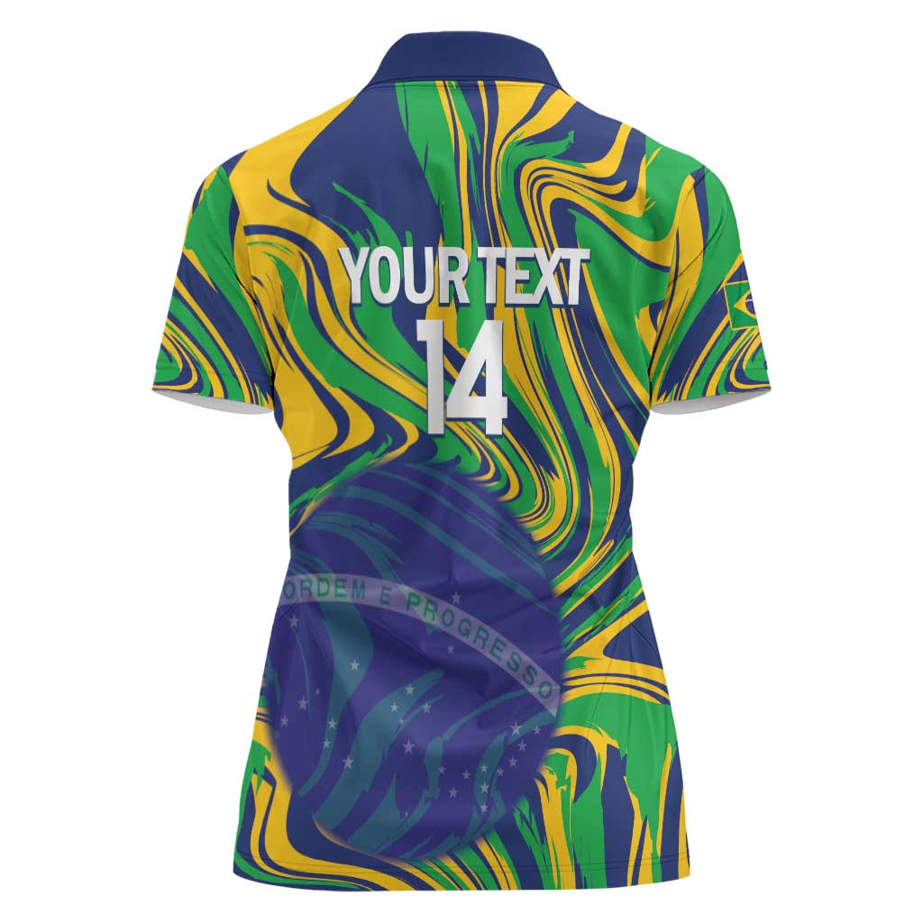 Brazil Football Custom Women Polo Shirt 2026 Vamos Brasil Marble Pattern - Wonder Print Shop