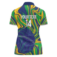 Brazil Football Custom Women Polo Shirt 2026 Vamos Brasil Marble Pattern - Wonder Print Shop