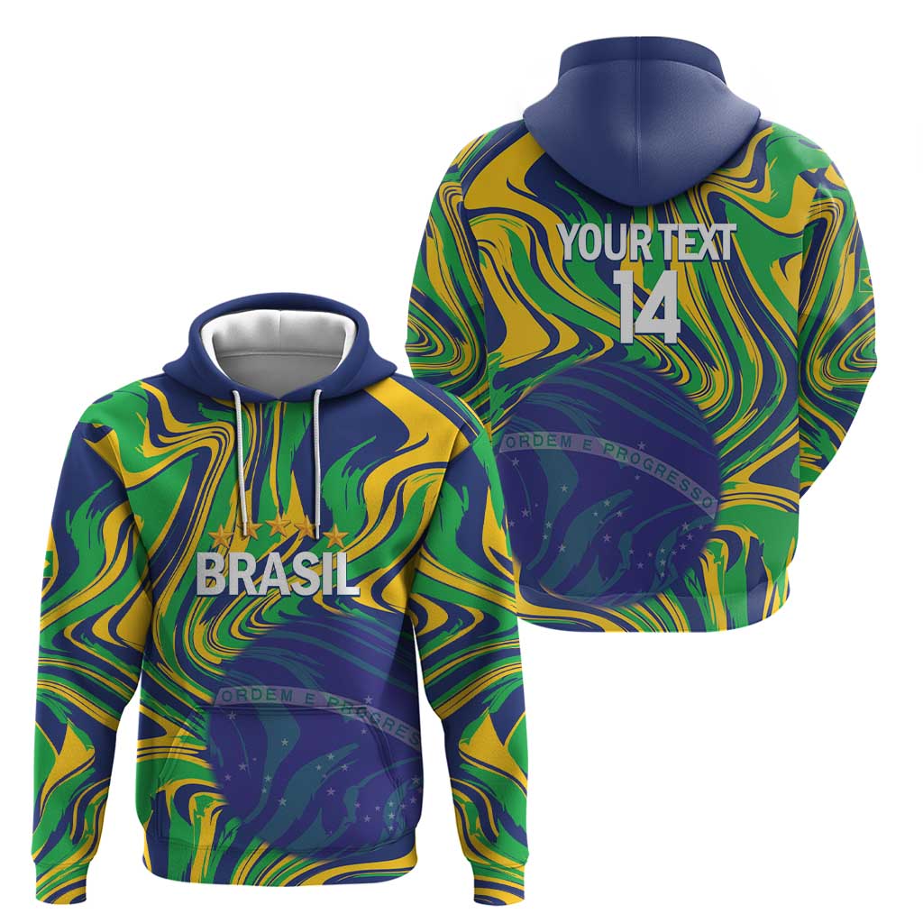 Brazil Football Custom Zip Hoodie 2026 Vamos Brasil Marble Pattern - Wonder Print Shop