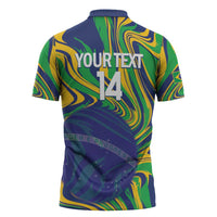 Brazil Football Custom Zipper Polo Shirt 2026 Vamos Brasil Marble Pattern - Wonder Print Shop