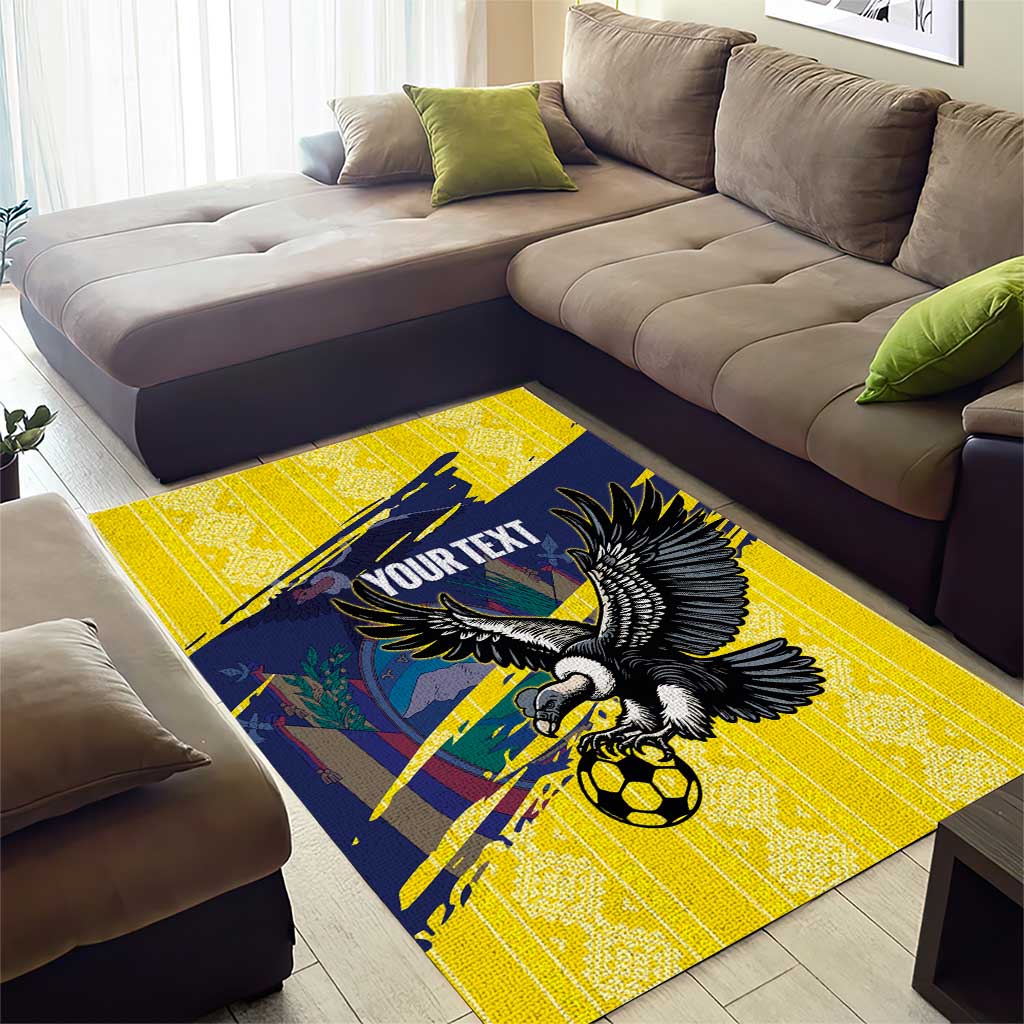 Ecuador Football Custom Area Rug 2026 Vamos La Tri Yellow South America Pattern - Wonder Print Shop