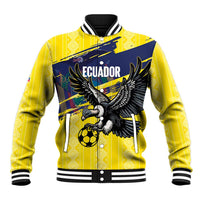 Ecuador Football Custom Baseball Jacket 2026 Vamos La Tri Yellow South America Pattern - Wonder Print Shop