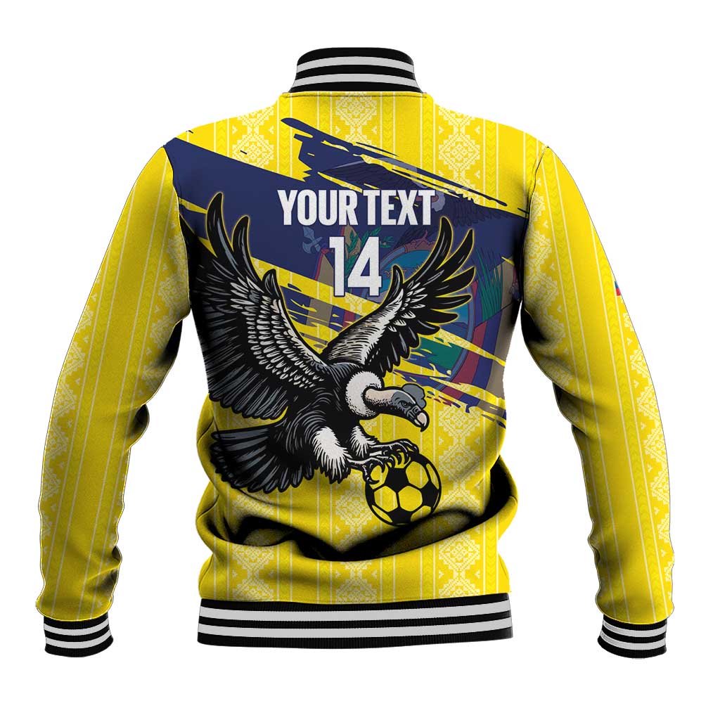 Ecuador Football Custom Baseball Jacket 2026 Vamos La Tri Yellow South America Pattern - Wonder Print Shop