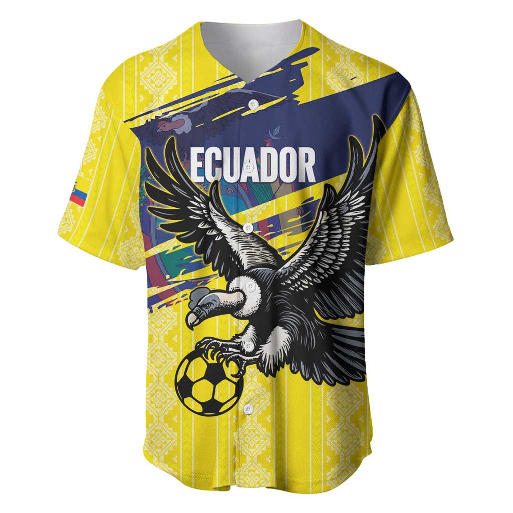 Ecuador Football Custom Baseball Jersey 2026 Vamos La Tri Yellow South America Pattern - Wonder Print Shop