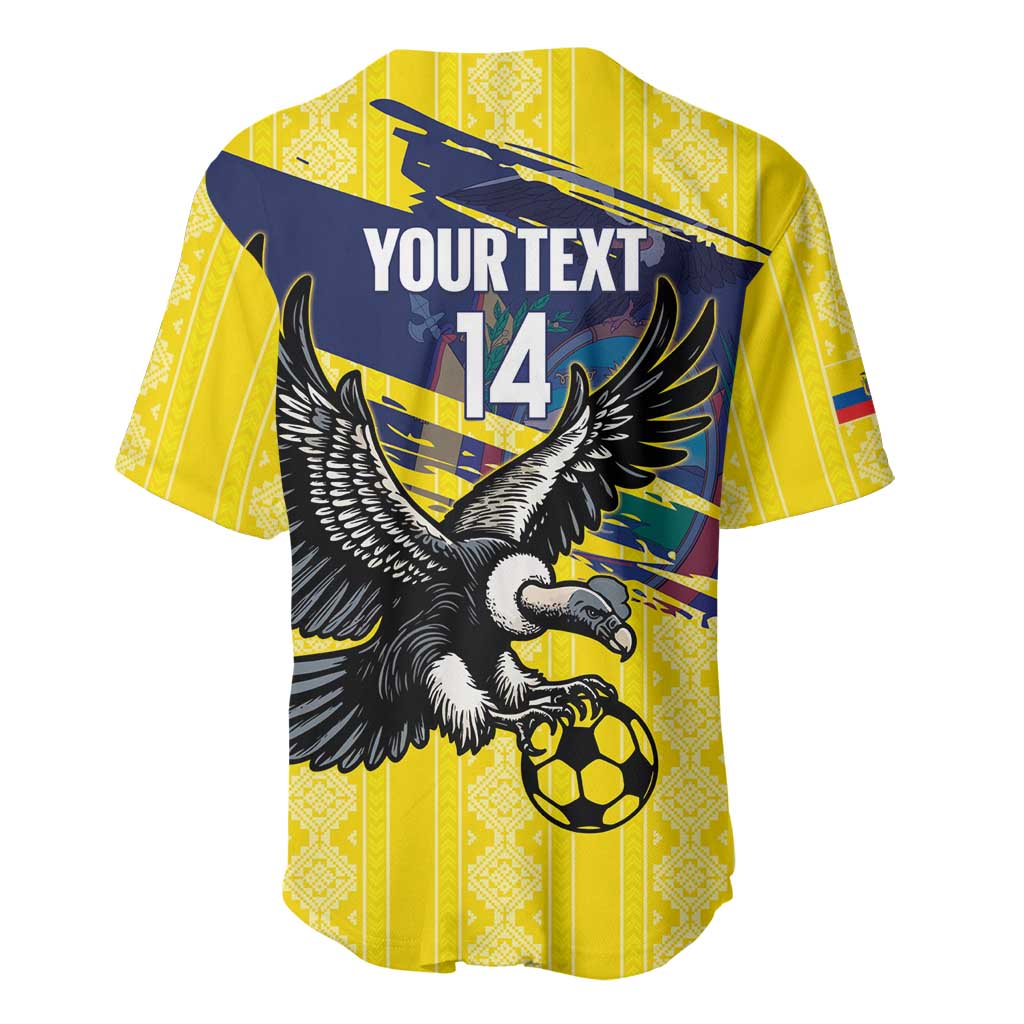 Ecuador Football Custom Baseball Jersey 2026 Vamos La Tri Yellow South America Pattern - Wonder Print Shop