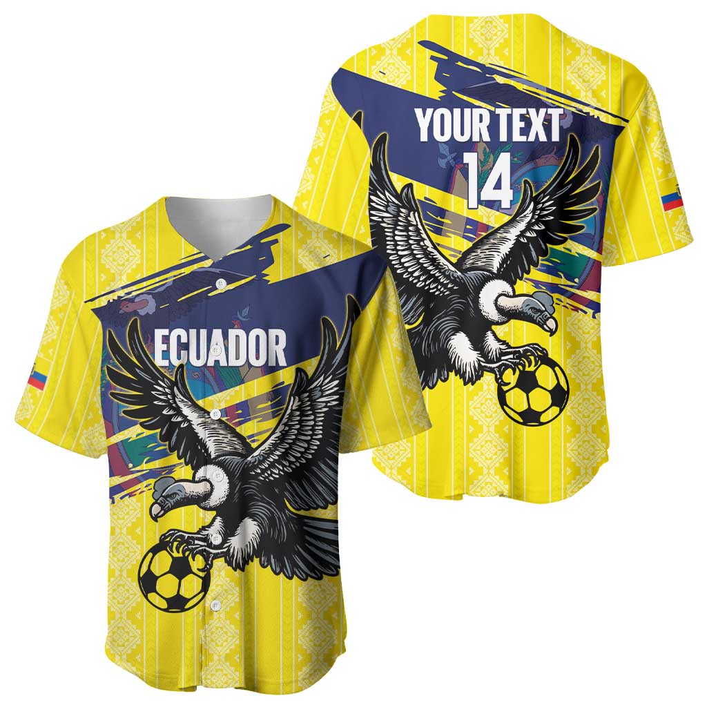 Ecuador Football Custom Baseball Jersey 2026 Vamos La Tri Yellow South America Pattern - Wonder Print Shop