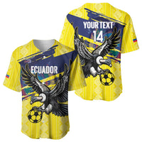 Ecuador Football Custom Baseball Jersey 2026 Vamos La Tri Yellow South America Pattern - Wonder Print Shop