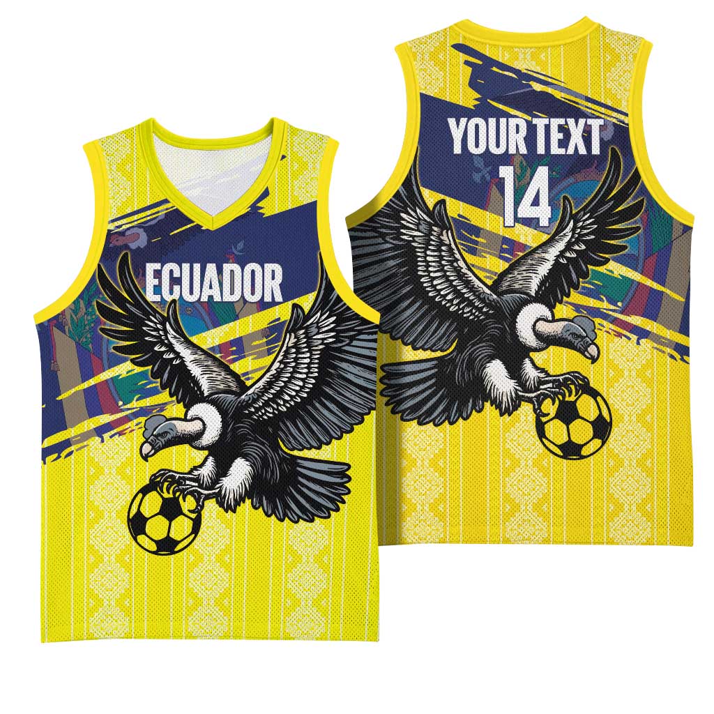 Ecuador Football Custom Basketball Jersey 2026 Vamos La Tri Yellow South America Pattern - Wonder Print Shop