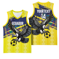 Ecuador Football Custom Basketball Jersey 2026 Vamos La Tri Yellow South America Pattern - Wonder Print Shop