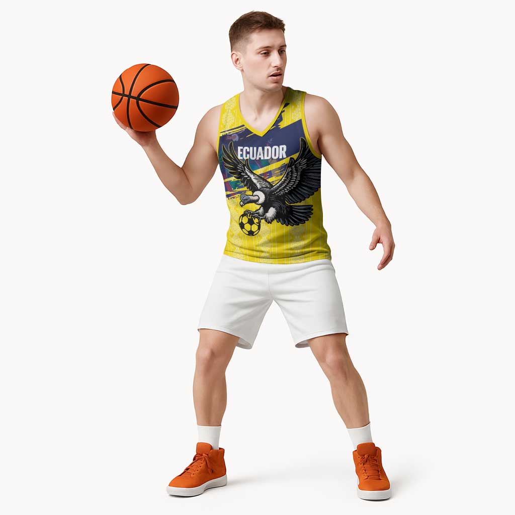 Ecuador Football Custom Basketball Jersey 2026 Vamos La Tri Yellow South America Pattern - Wonder Print Shop