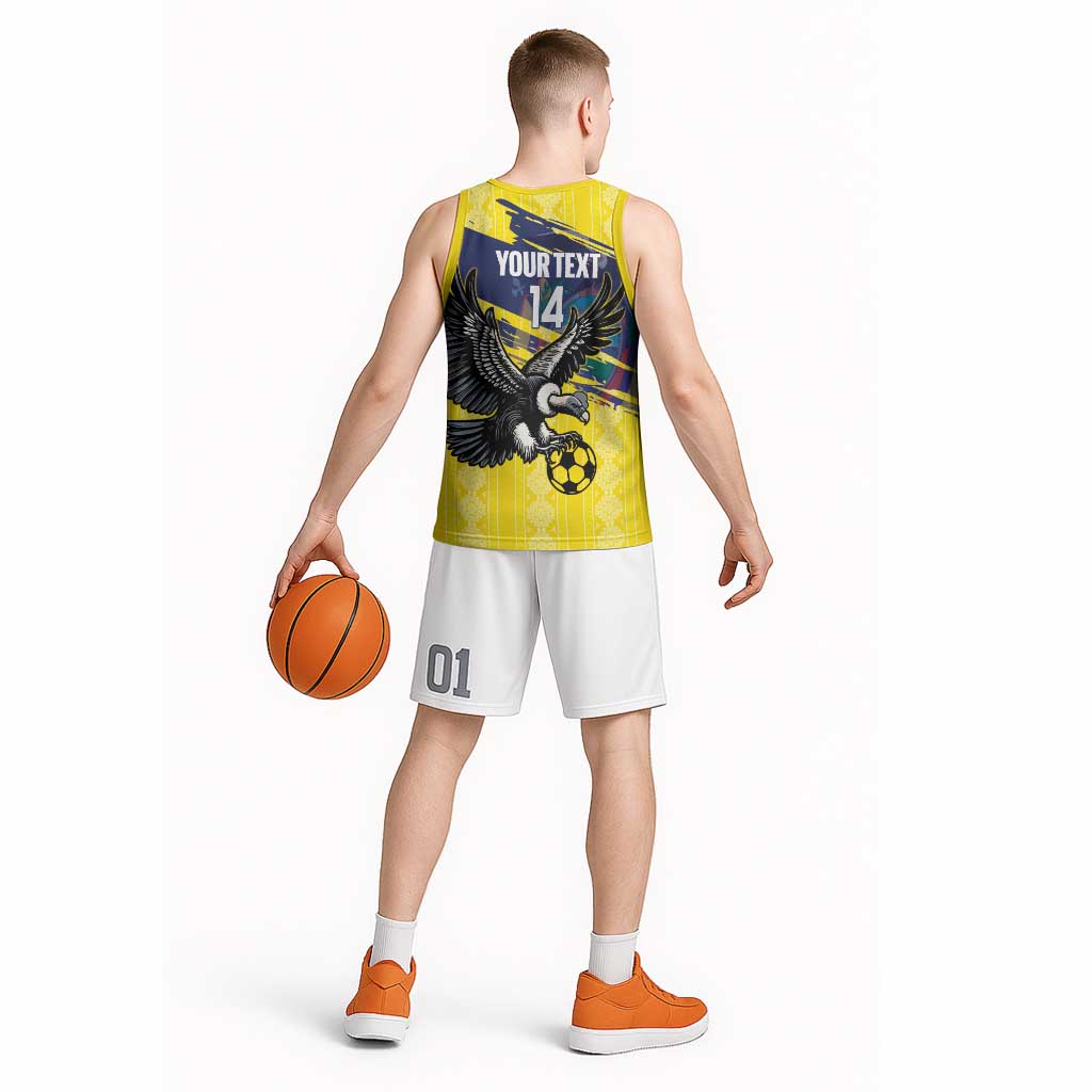 Ecuador Football Custom Basketball Jersey 2026 Vamos La Tri Yellow South America Pattern - Wonder Print Shop