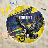 Ecuador Football Custom Beach Blanket 2026 Vamos La Tri Yellow South America Pattern - Wonder Print Shop