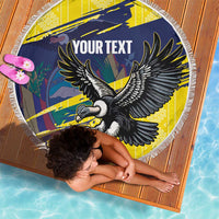 Ecuador Football Custom Beach Blanket 2026 Vamos La Tri Yellow South America Pattern - Wonder Print Shop