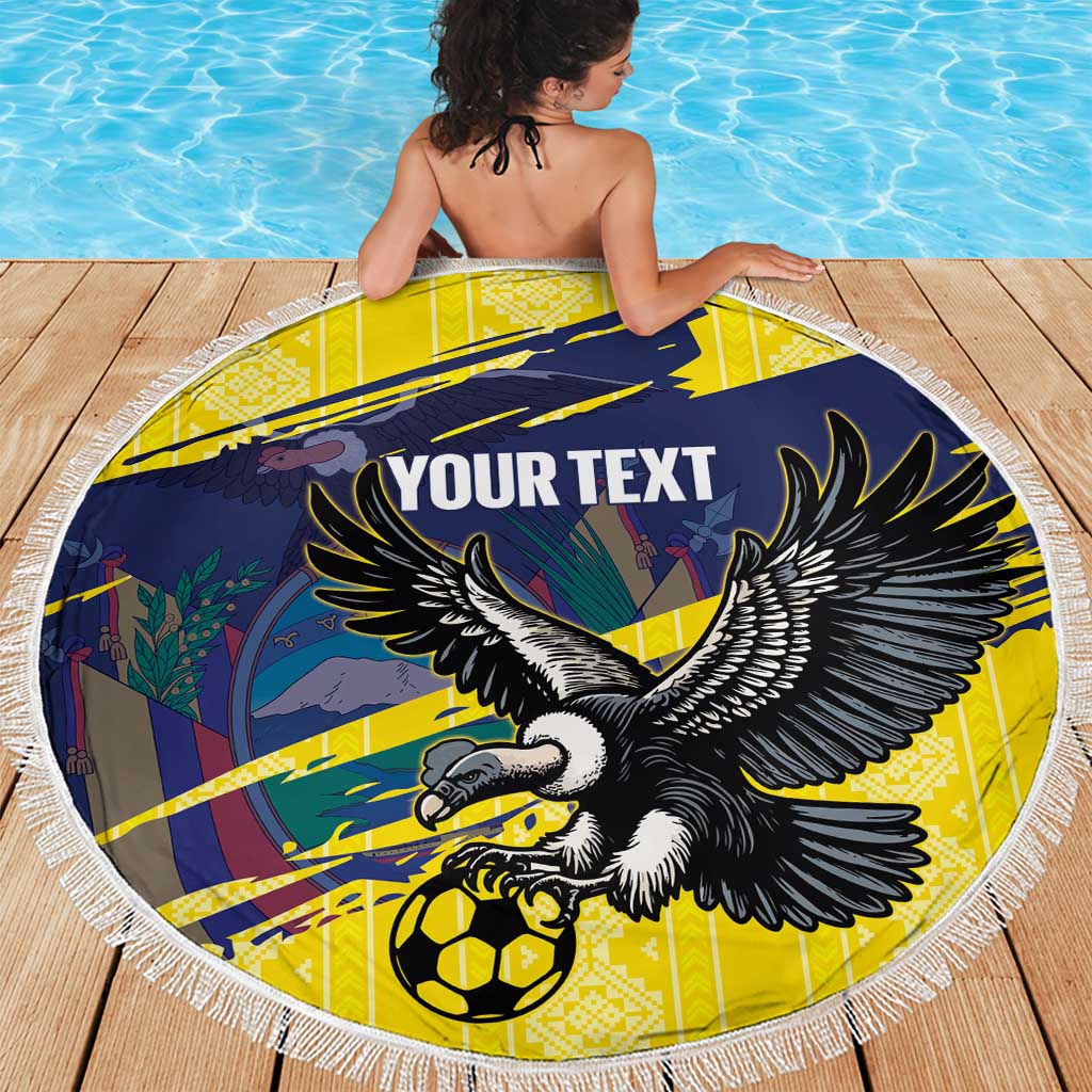 Ecuador Football Custom Beach Blanket 2026 Vamos La Tri Yellow South America Pattern - Wonder Print Shop