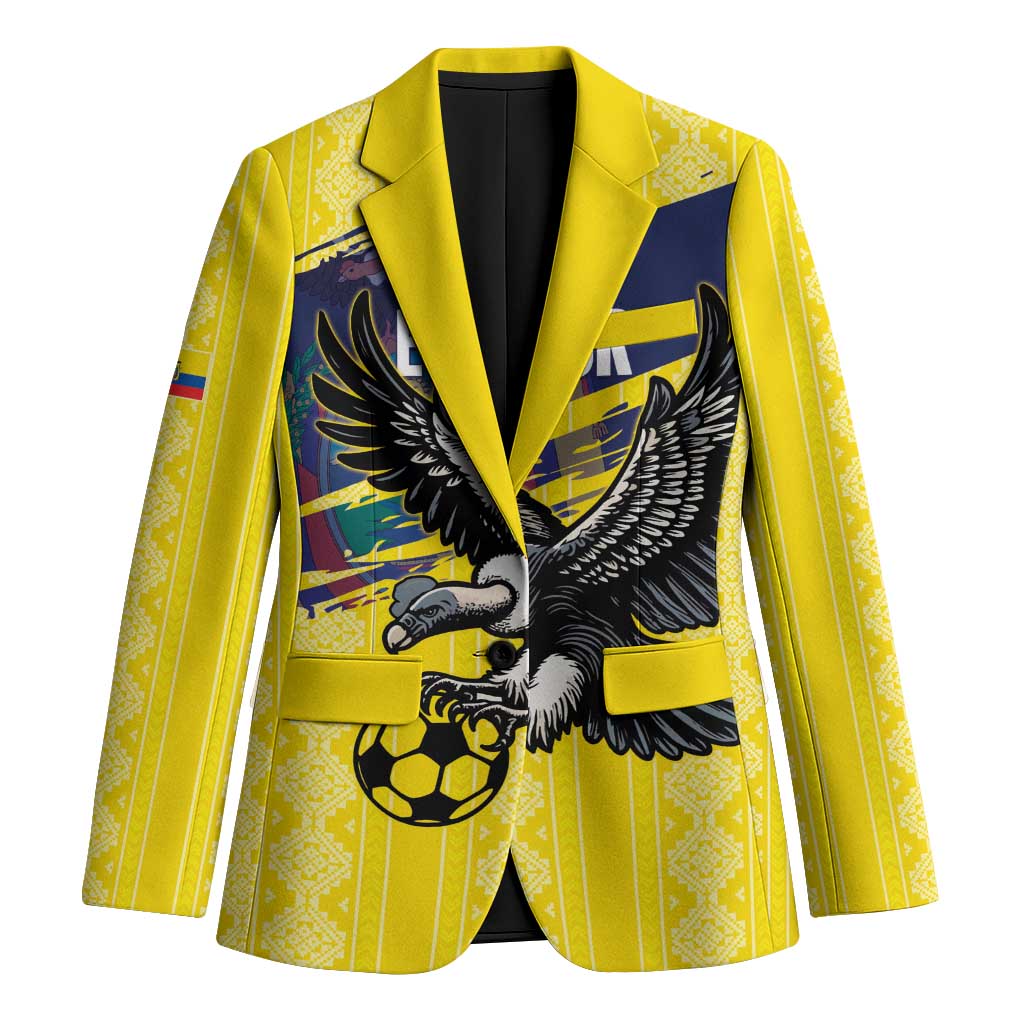 Ecuador Football Custom Blazer 2026 Vamos La Tri Yellow South America Pattern - Wonder Print Shop