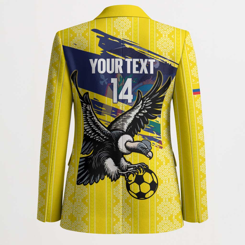 Ecuador Football Custom Blazer 2026 Vamos La Tri Yellow South America Pattern - Wonder Print Shop