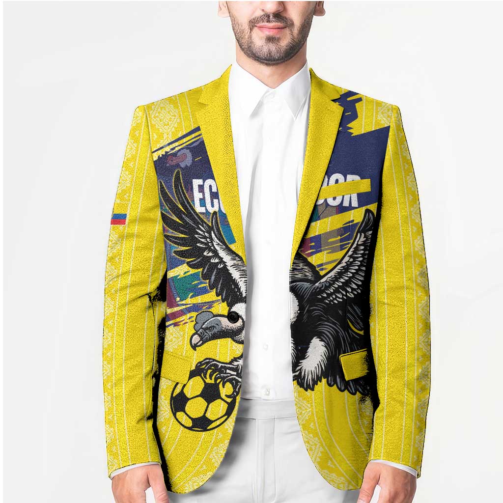 Ecuador Football Custom Blazer 2026 Vamos La Tri Yellow South America Pattern - Wonder Print Shop