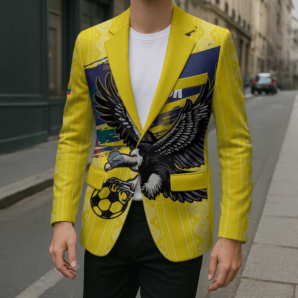 Ecuador Football Custom Blazer 2026 Vamos La Tri Yellow South America Pattern - Wonder Print Shop