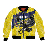 Ecuador Football Custom Bomber Jacket 2026 Vamos La Tri Yellow South America Pattern - Wonder Print Shop