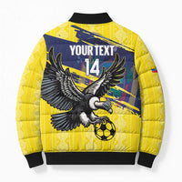 Ecuador Football Custom Bomber Puffer Jacket 2026 Vamos La Tri Yellow South America Pattern - Wonder Print Shop