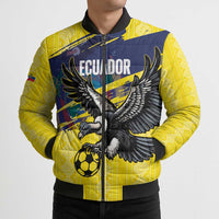 Ecuador Football Custom Bomber Puffer Jacket 2026 Vamos La Tri Yellow South America Pattern - Wonder Print Shop