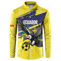 Ecuador Football Custom Button Sweatshirt 2026 Vamos La Tri Yellow South America Pattern - Wonder Print Shop