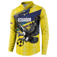 Ecuador Football Custom Button Sweatshirt 2026 Vamos La Tri Yellow South America Pattern - Wonder Print Shop